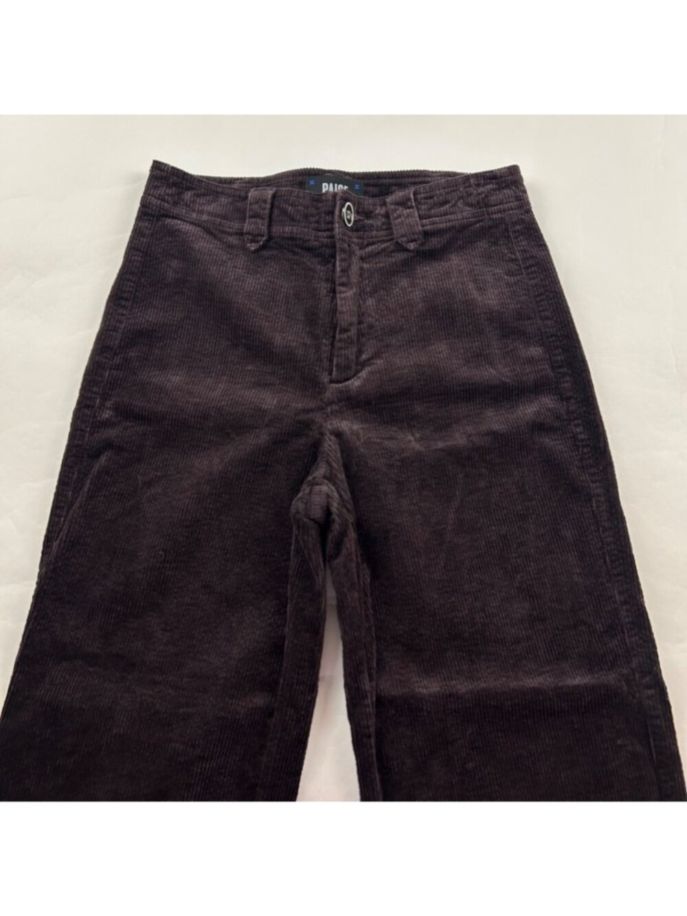 Paige Dark Plum Corduroy Nellie High Rise Wide Leg Cropped Pant 27 - Picture 2 of 7